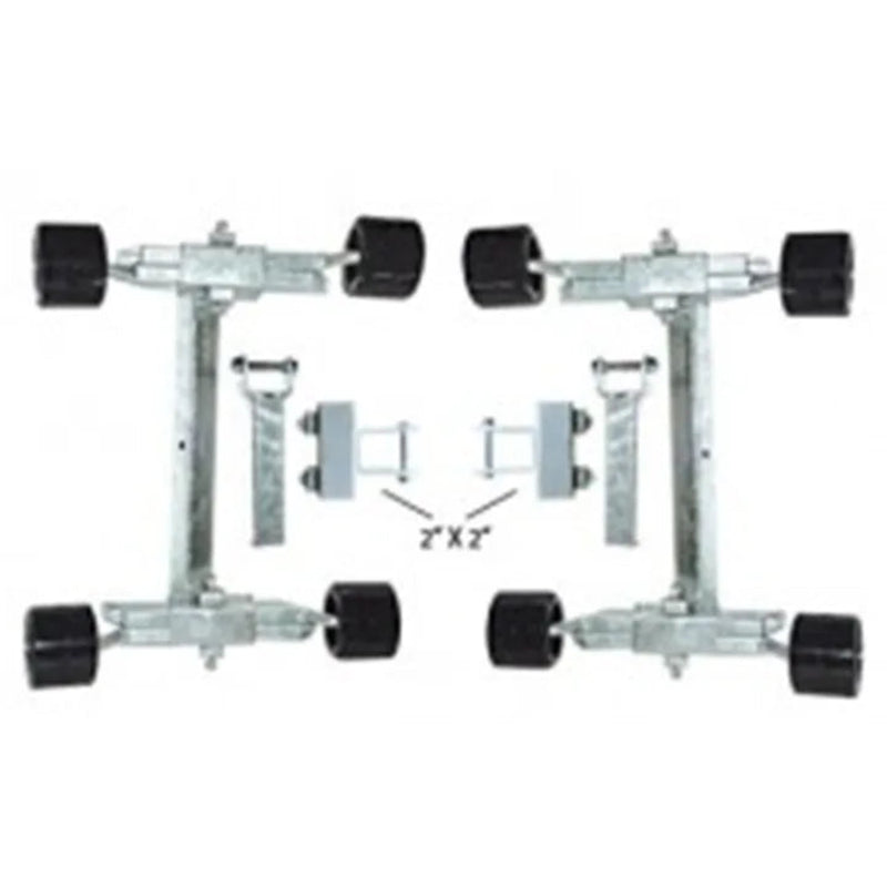 Set of boat trailer wheels and axles on a white background