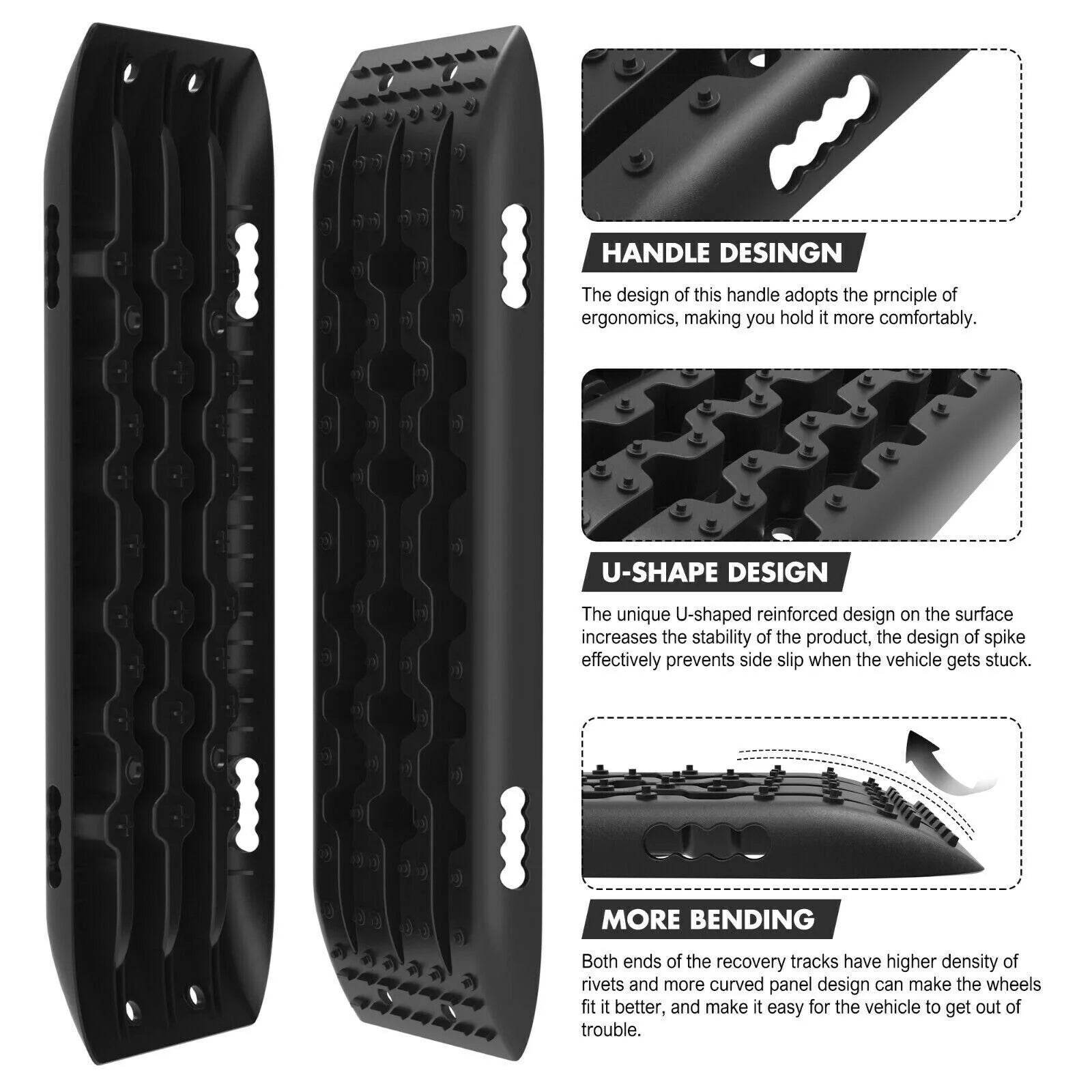 4WD Recovery Tracks Traction Boards 10T Black - Roxom Boat trailer Parts