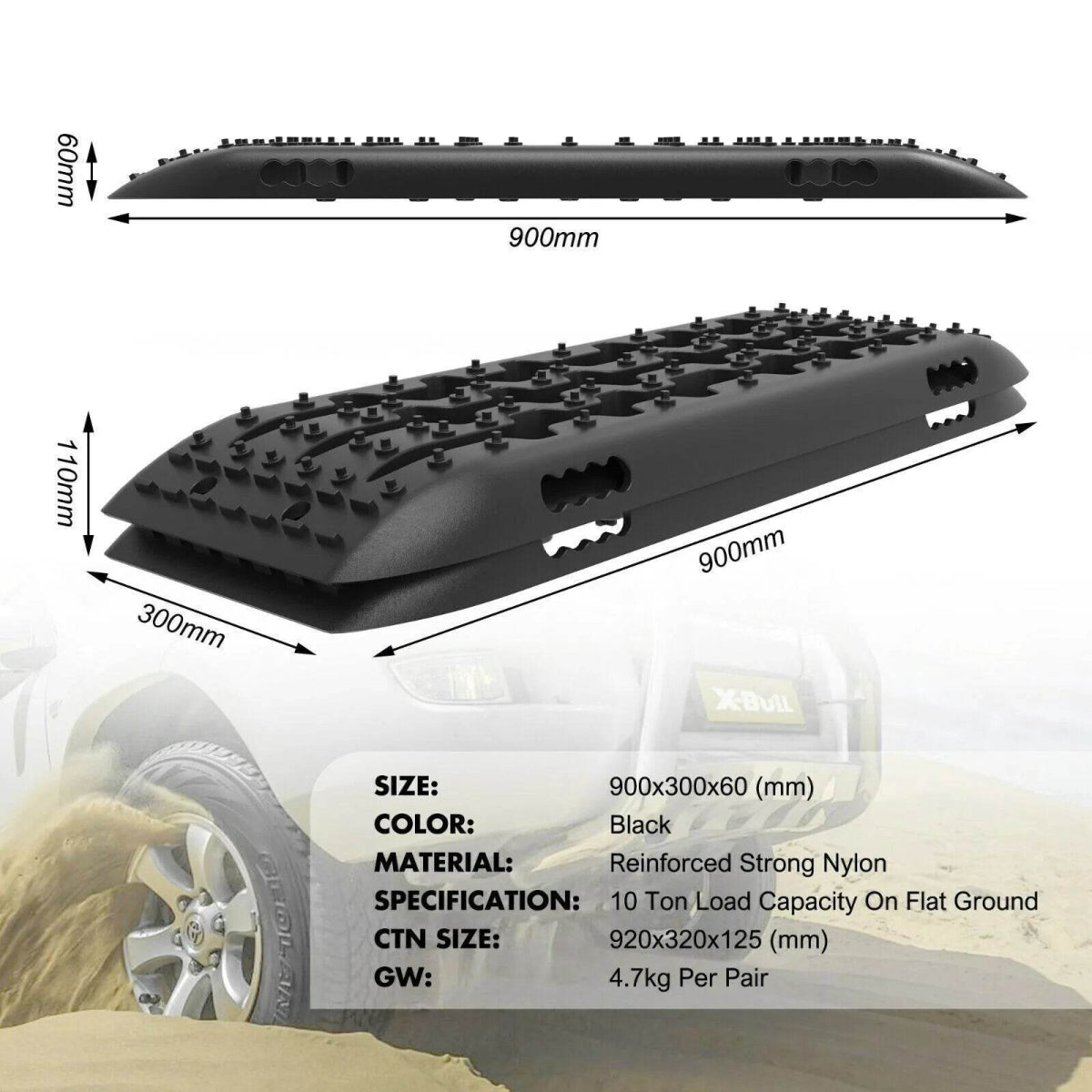 4WD Recovery Tracks Traction Boards 10T Black - Roxom Boat trailer Parts