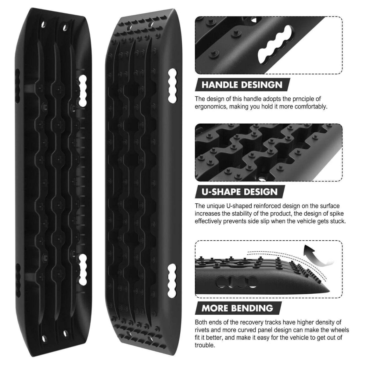 4WD Recovery Tracks Traction Boards 10T Black - Roxom Boat trailer Parts