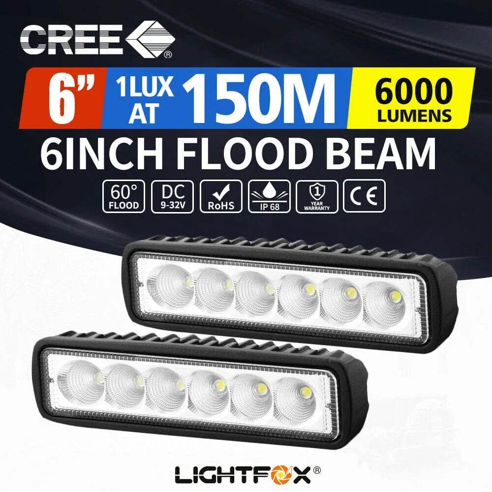 4WD 6 Inch Led Light Bar Flood Beam - Roxom Boat trailer Parts