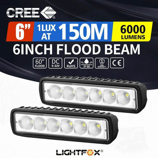 4WD 6 Inch Led Light Bar Flood Beam - Roxom Boat trailer Parts