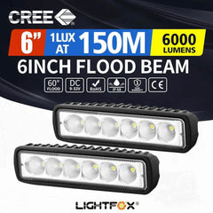 4WD 6 Inch Led Light Bar Flood Beam - Roxom Boat trailer Parts