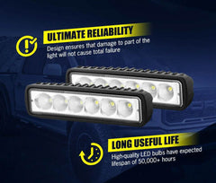 4WD 6 Inch Led Light Bar Flood Beam - Roxom Boat trailer Parts