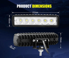 4WD 6 Inch Led Light Bar Flood Beam - Roxom Boat trailer Parts