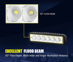 4WD 6 Inch Led Light Bar Flood Beam - Roxom Boat trailer Parts