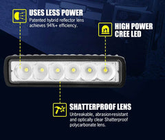 4WD 6 Inch Led Light Bar Flood Beam - Roxom Boat trailer Parts