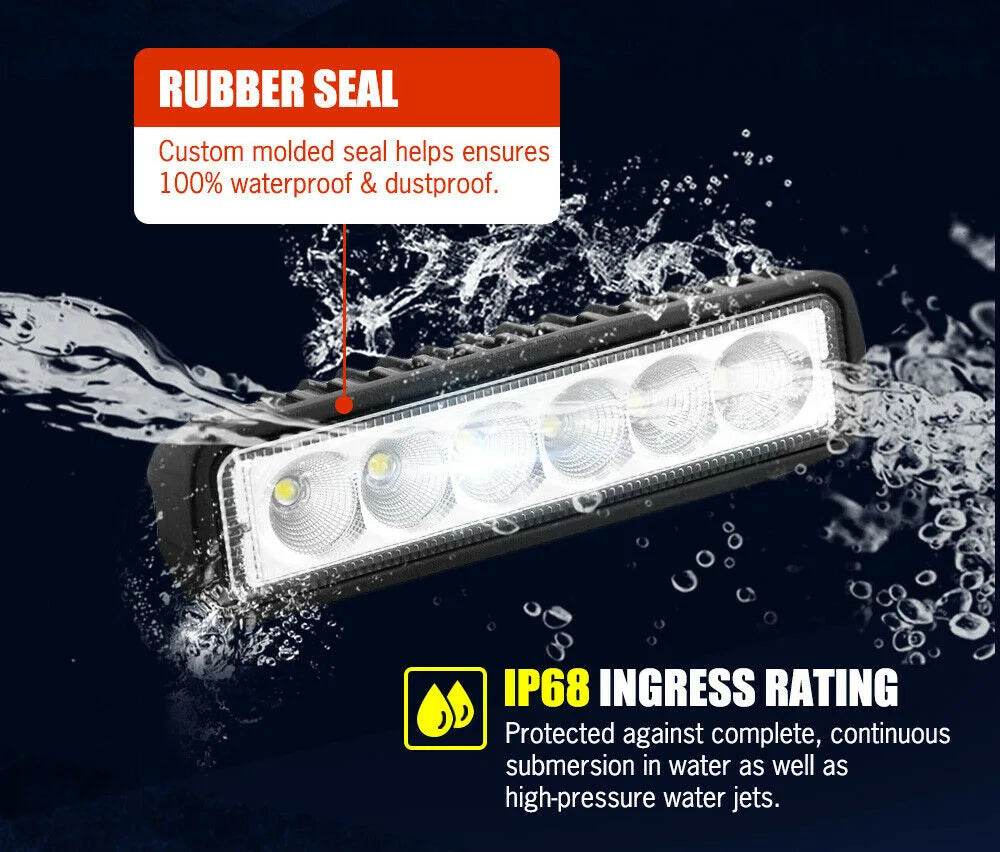4WD 6 Inch Led Light Bar Flood Beam - Roxom Boat trailer Parts