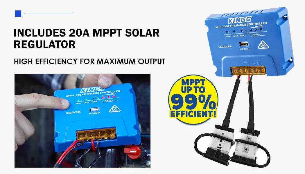 Adventure Kings 200W Solar Blanket with MPPT + 6m Lead Solar Panel Extension - Roxom Boat trailer Parts