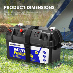 ATEM POWER Battery Box Portable 12V Deep Cycle AGM Universal Camping Large - Roxom Boat trailer Parts