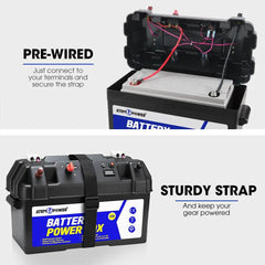 ATEM POWER Battery Box Portable 12V Deep Cycle AGM Universal Camping Large - Roxom Boat trailer Parts