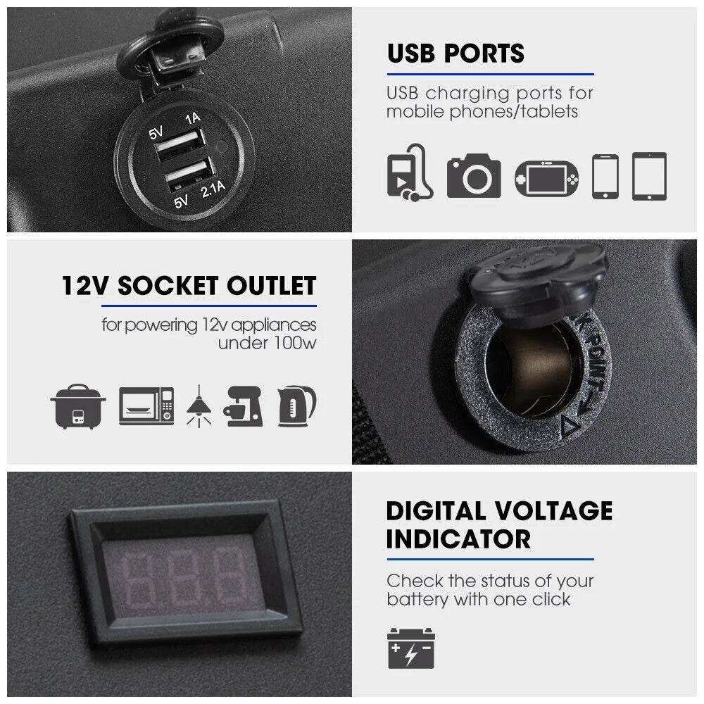 ATEM POWER Battery Box Portable 12V Deep Cycle AGM Universal Camping Large - Roxom Boat trailer Parts