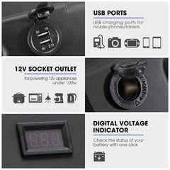 ATEM POWER Battery Box Portable 12V Deep Cycle AGM Universal Camping Large - Roxom Boat trailer Parts