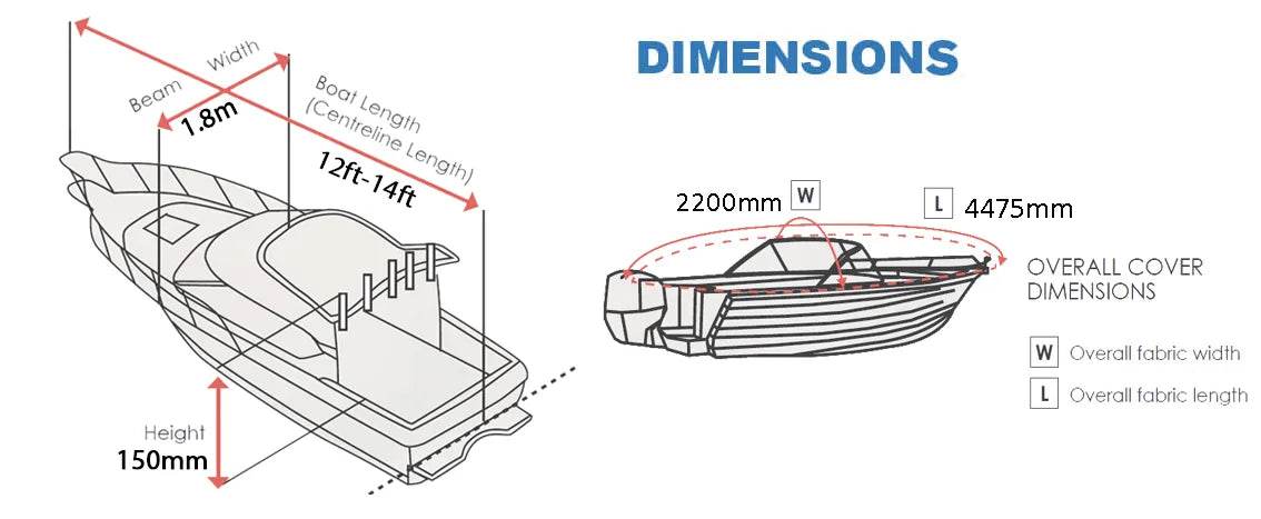 Heavy Duty Boat Cover Marine Grade Covers Protector 12-14ft - Roxom Boat trailer Parts