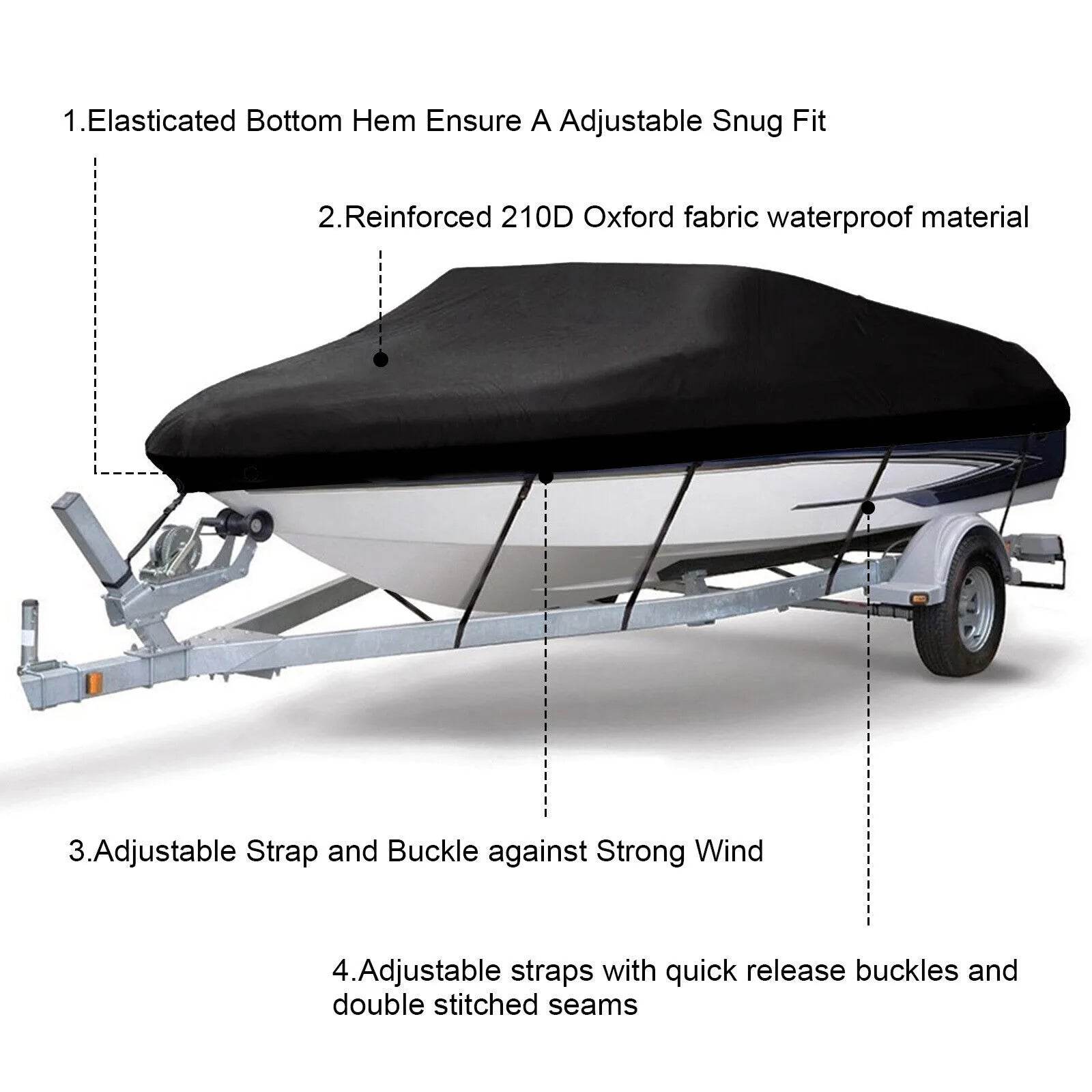 Heavy Duty Boat Cover Marine Grade Covers Protector 17-19ft - Roxom Boat trailer Parts