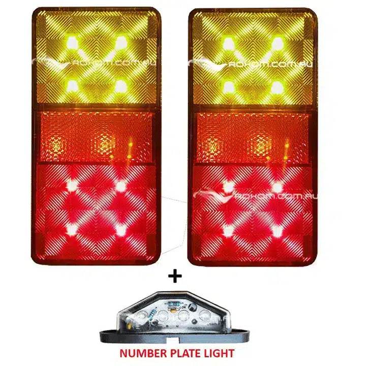 LED Boat Trailer Lights 80 x 150 with Number Plate Light - Roxom Boat trailer Parts