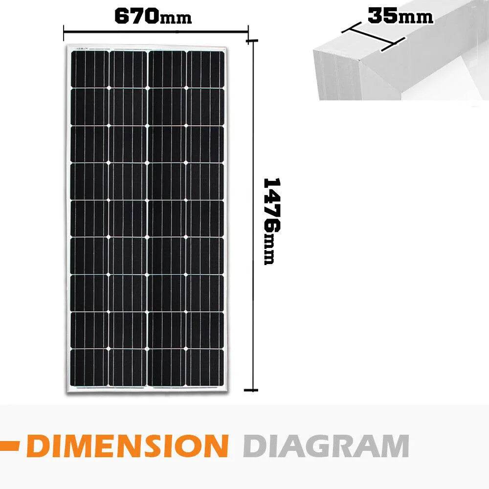 Caravan 12V 200W Mono Solar Panel Kit - Roxom Boat trailer Parts