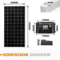 Caravan 250W 12V Mono Solar Panel Kit - Roxom Boat trailer Parts