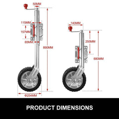 10 Inch Swivel Jockey Wheel Heavy Duty - 1000kg/2200LBS - Roxom Boat trailer Parts