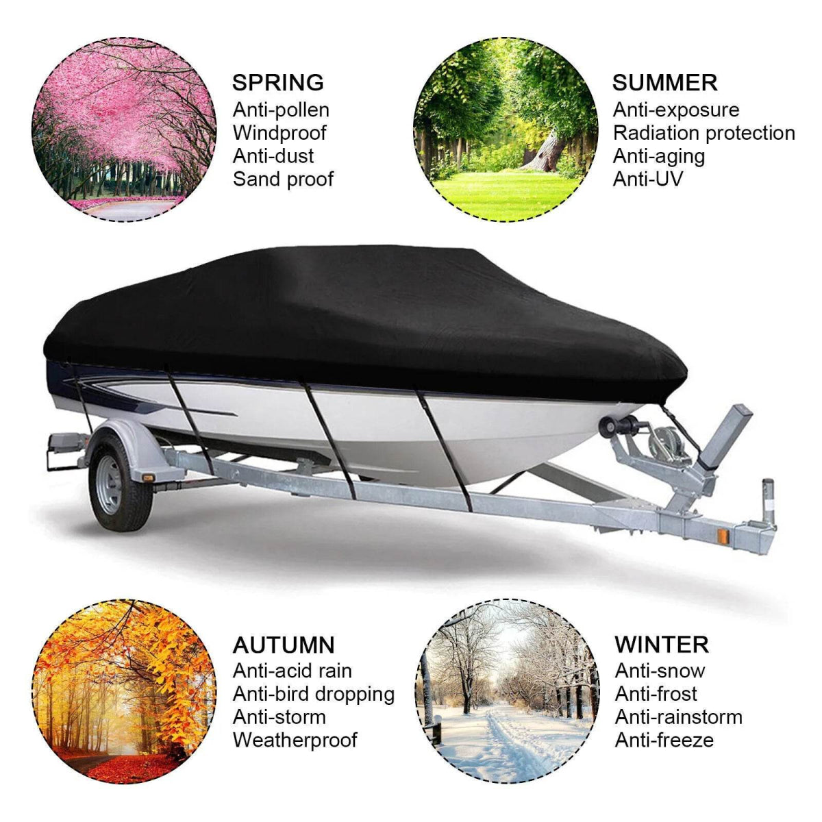 Heavy Duty Boat Cover Marine Grade Covers Protector 14ft - 16ft - Roxom Boat trailer Parts