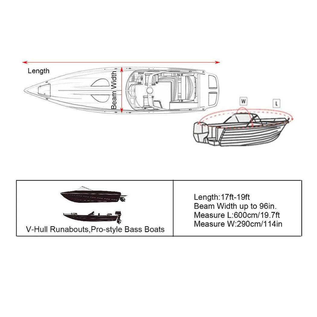 Heavy Duty Boat Cover Marine Grade Covers Protector 17 - 19ft - Roxom Boat trailer Parts