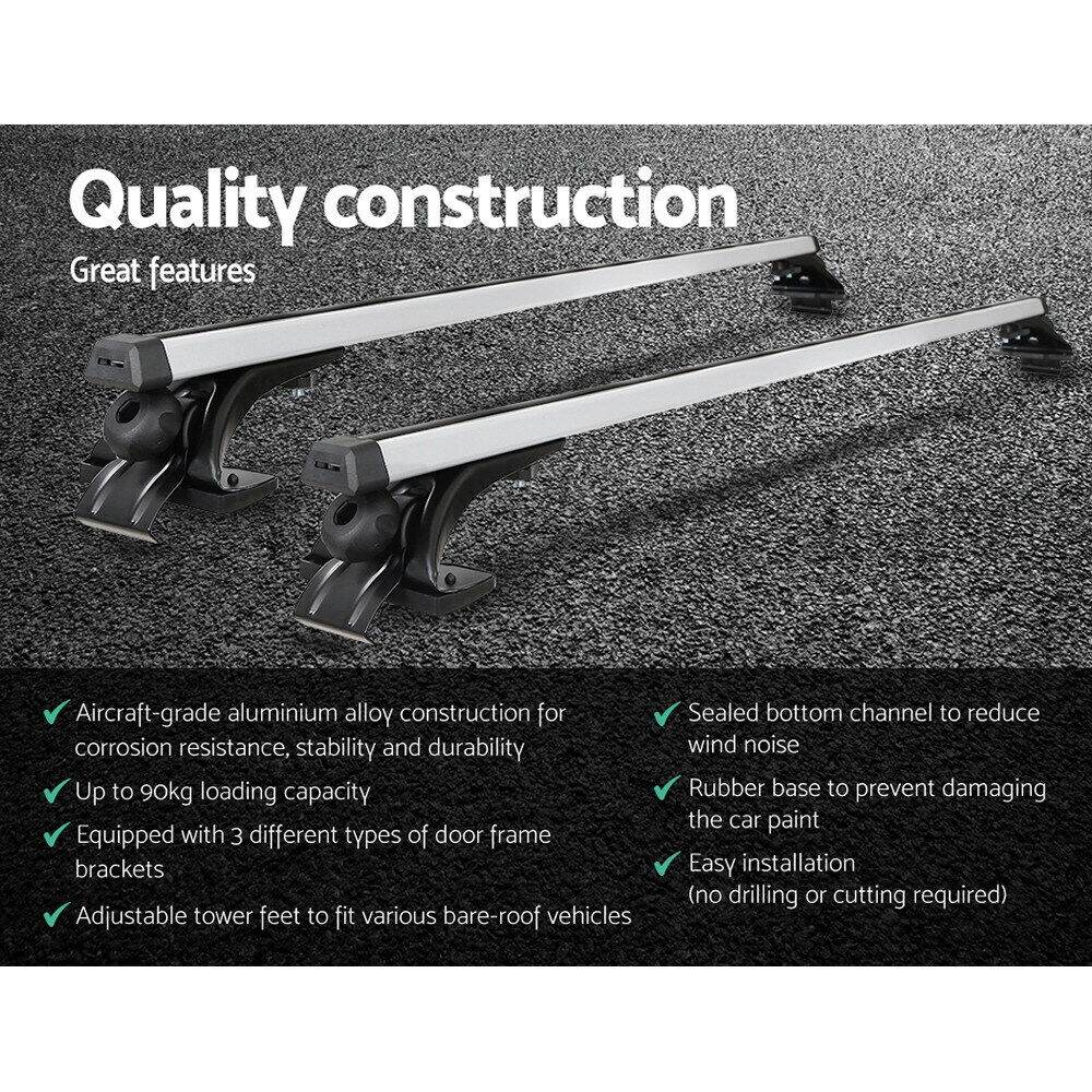 Universal Car Roof Racks Pod Aluminium Cross Bars Adjustable 145cm Silver - Roxom Boat trailer Parts