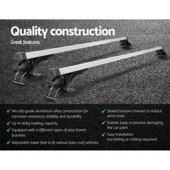 Universal Car Roof Racks Pod Aluminium Cross Bars Adjustable 145cm Silver - Roxom Boat trailer Parts