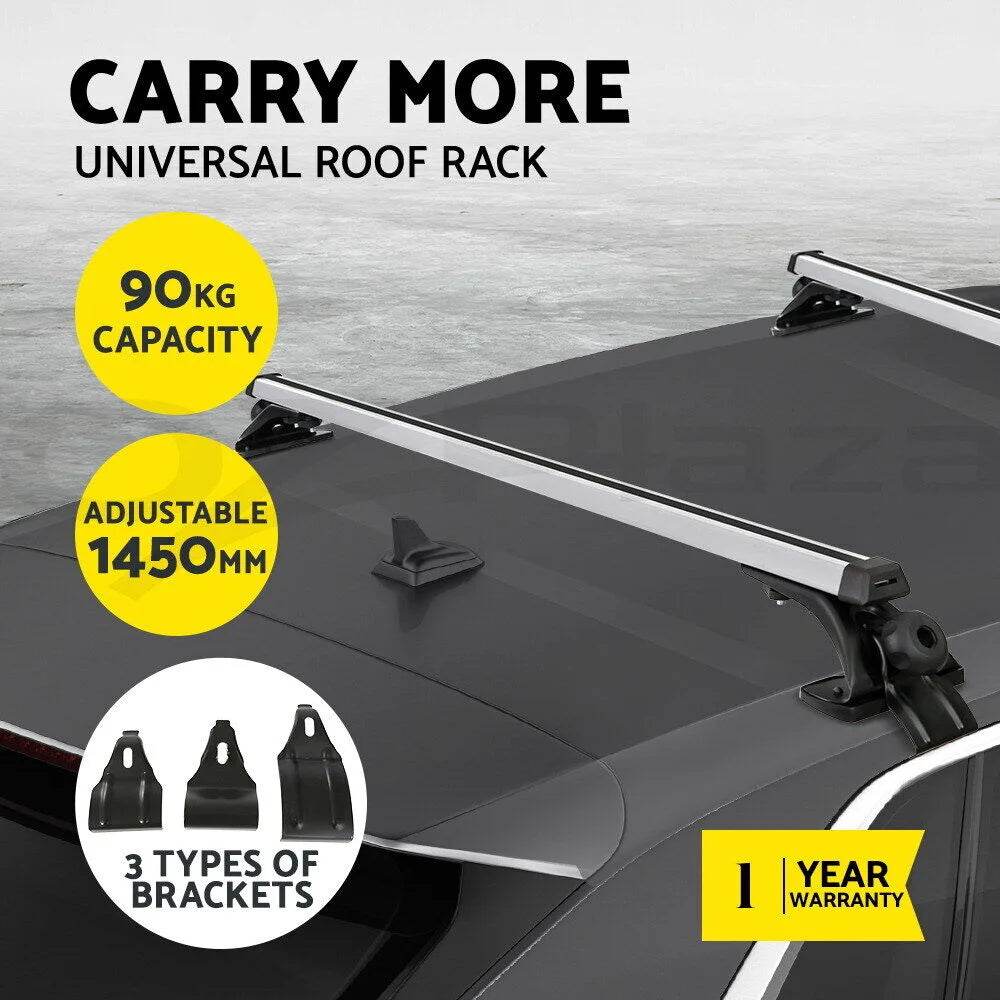 Universal Car Roof Racks Pod Aluminium Cross Bars Adjustable 145cm Silver - Roxom Boat trailer Parts