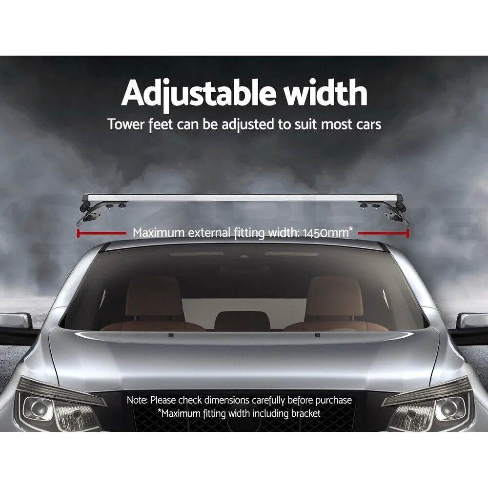 Universal Car Roof Racks Pod Aluminium Cross Bars Adjustable 145cm Silver - Roxom Boat trailer Parts
