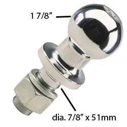 Tow Ball 2.27 Ton 51mm Chrome Tow Ball - Roxom Boat trailer Parts