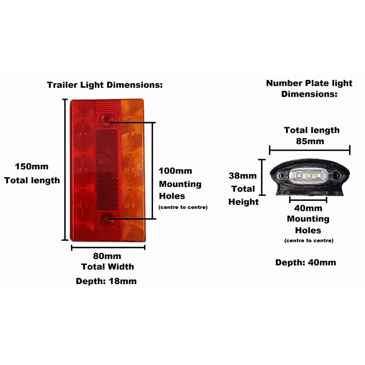 led trailer lights with number plate light